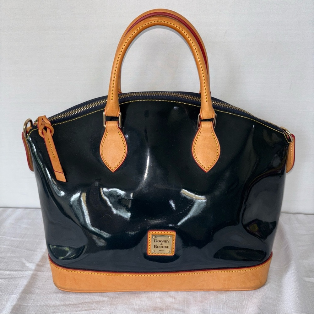 Dooney & Bourke Darcy Purse Dome Satchel Blue Patent Leather Bag